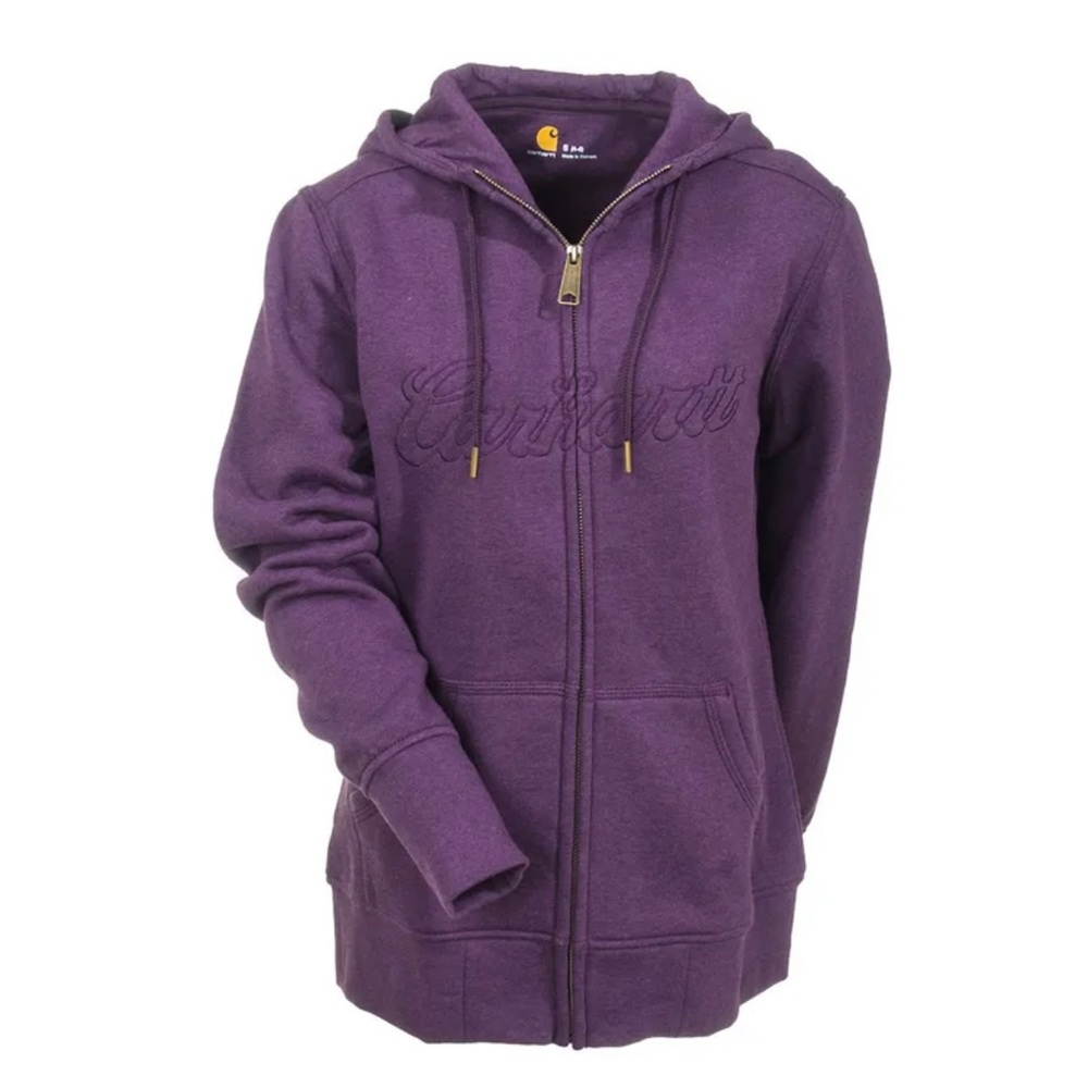 Carhartt Clarksburg Zip Front Hooded Sweatshirt Plum Purple-Small